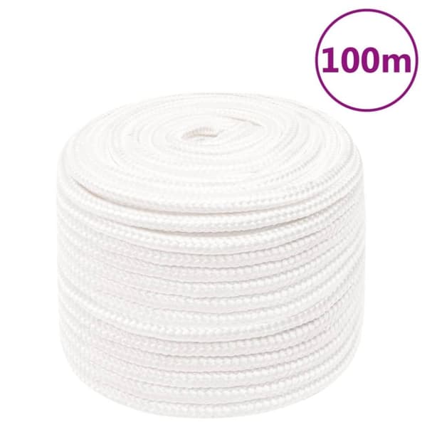 vidaXL Båtlina helvit 12 mm 100 m polypropylen