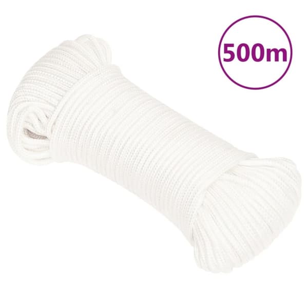 vidaXL Båttau helhvit 4 mm 500 m polypropylen