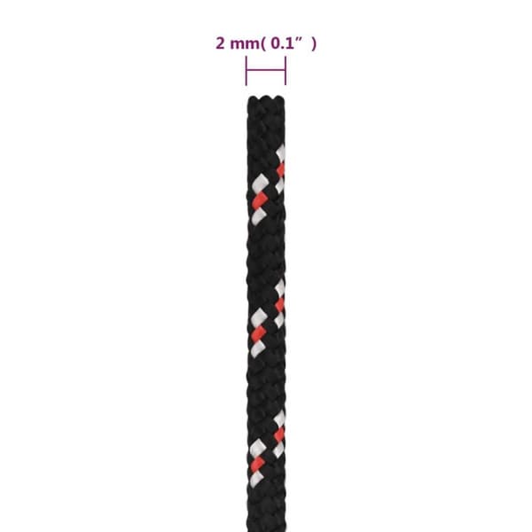 vidaXL Båttau svart 2 mm 500 m polypropylen