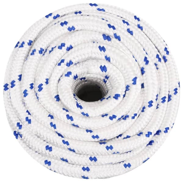 vidaXL Båttau hvit 20 mm 25 m polypropylen