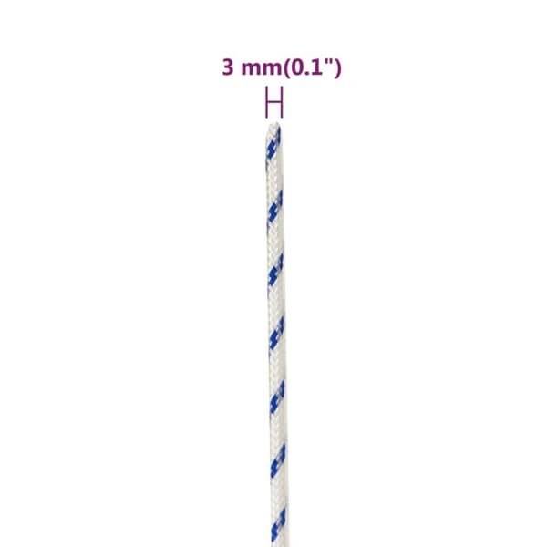 vidaXL Båttau hvit 3 mm 100 m polypropylen