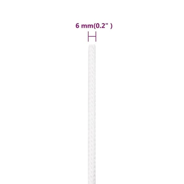 vidaXL Båttau helhvit 6 mm 500 m polypropylen