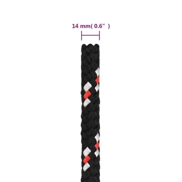 vidaXL Båttau svart 14 mm 100 m polypropylen