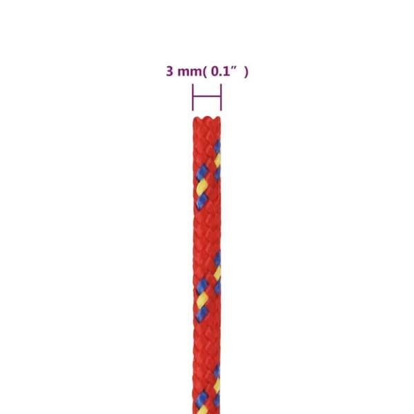 vidaXL Båttau rød 3 mm 50 m polypropylen