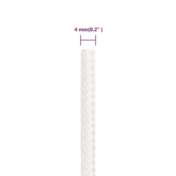 vidaXL Båttau helhvit 4 mm 100 m polypropylen