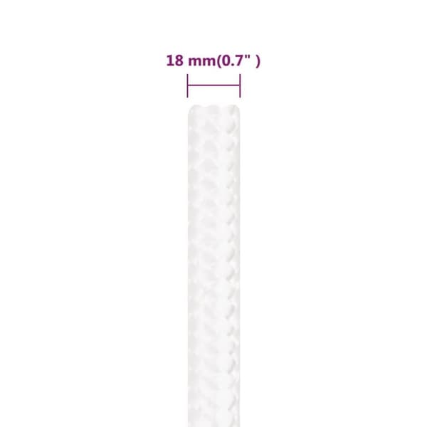 vidaXL Båttau helhvit 18 mm 100 m polypropylen