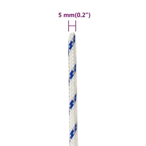 vidaXL Båttau hvit 5 mm 50 m polypropylen
