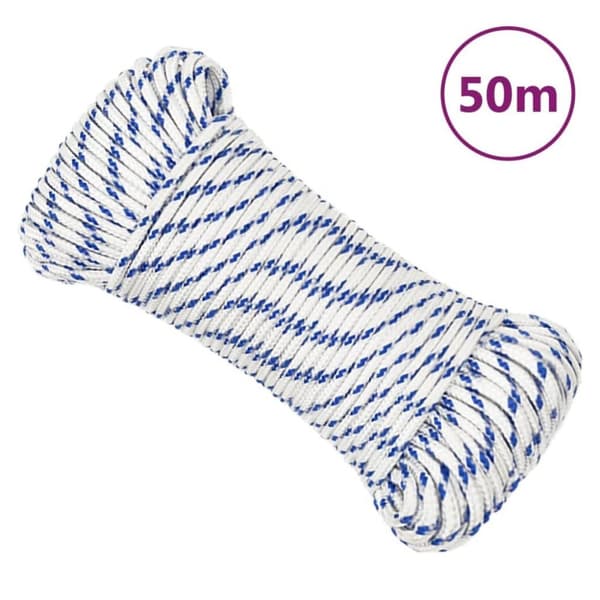 vidaXL Båtlina vit 5 mm 50 m polypropylen
