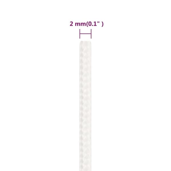 vidaXL Båttau helhvit 2 mm 250 m polypropylen