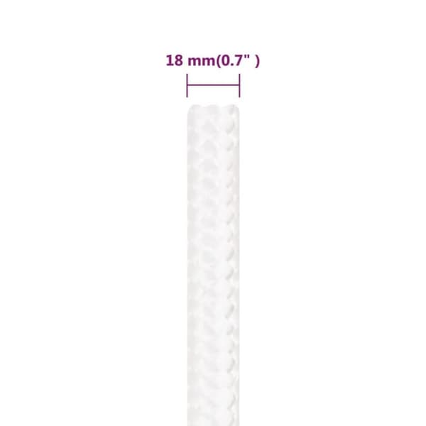 vidaXL Båttau helhvit 18 mm 50 m polypropylen