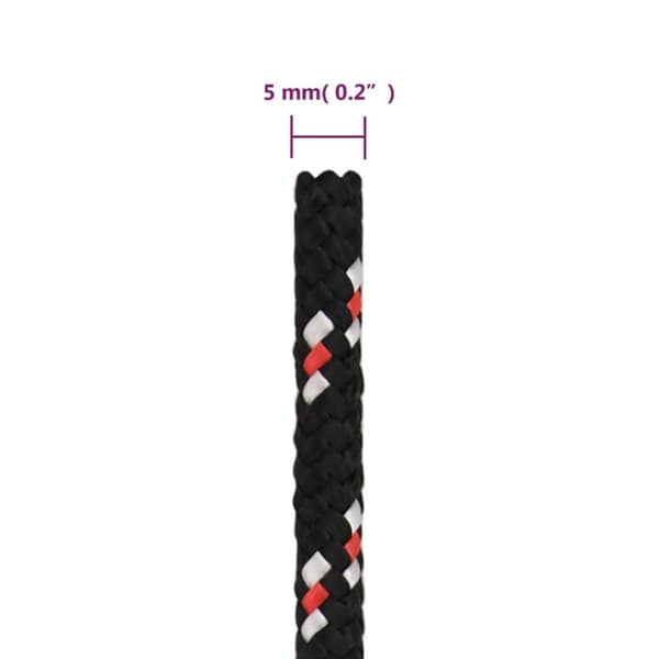vidaXL Båttau svart 5 mm 100 m polypropylen