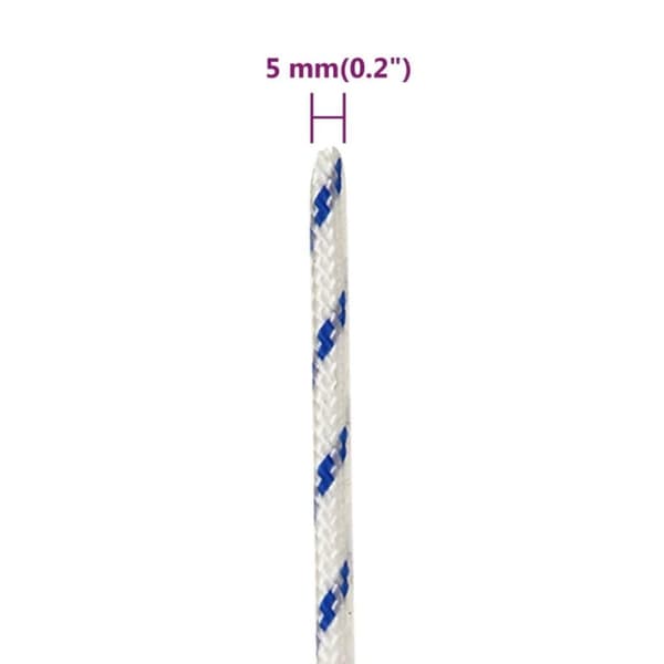 vidaXL Båttau hvit 5 mm 250 m polypropylen