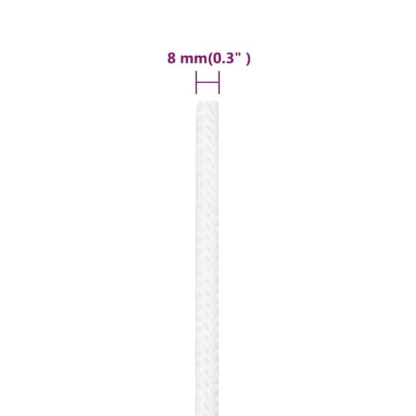 vidaXL Båttau helhvit 8 mm 50 m polypropylen