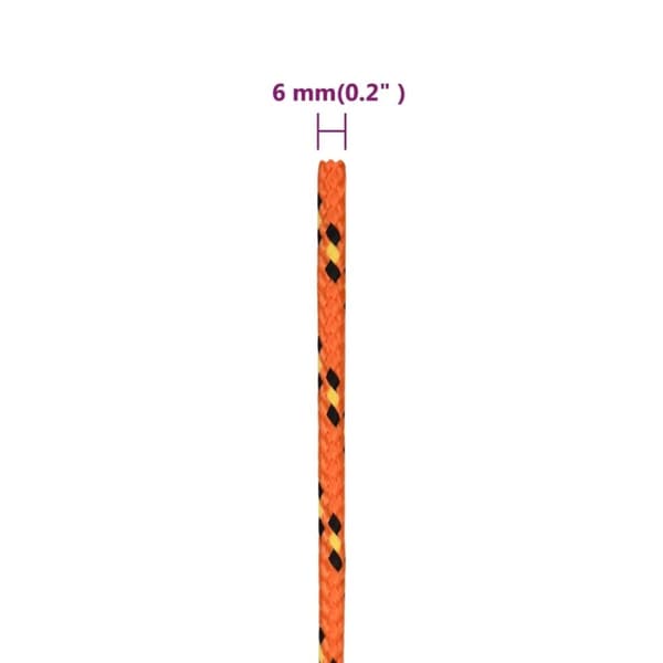 vidaXL Båttau oransje 6 mm 250 m polypropylen