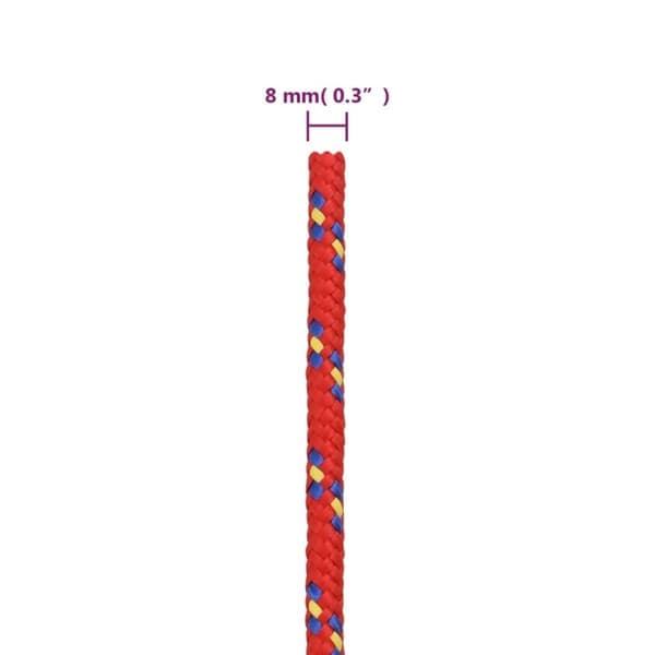 vidaXL Båttau rød 8 mm 250 m polypropylen