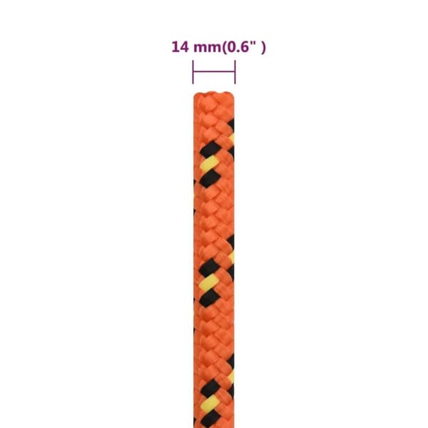 vidaXL Båttau oransje 14 mm 25 m polypropylen