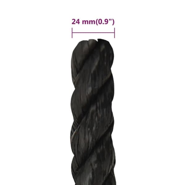 vidaXL Rep svart 24 mm 50 m polypropen