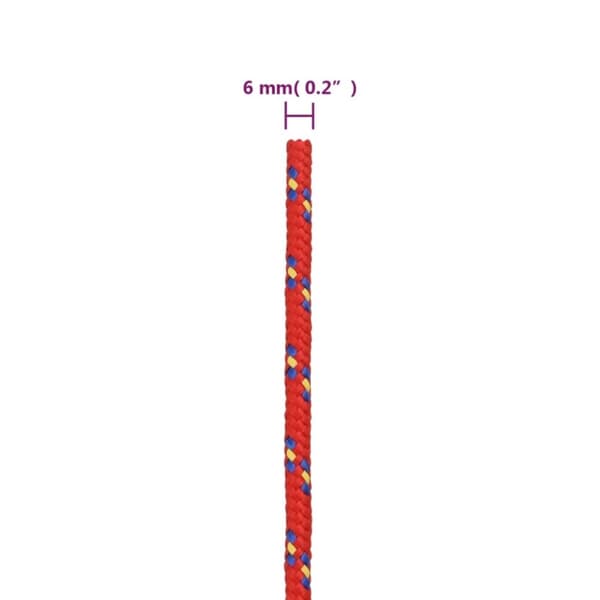 vidaXL Båttau rød 6 mm 50 m polypropylen