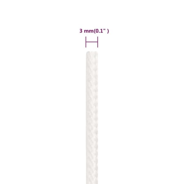 vidaXL Båttau helhvit 3 mm 250 m polypropylen