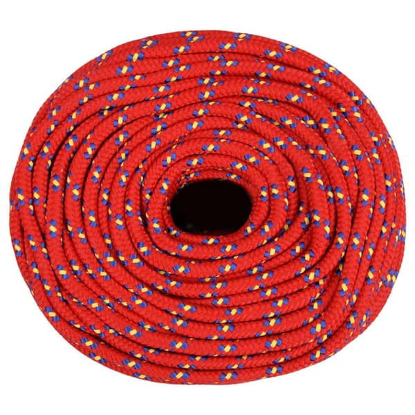 vidaXL Båttau rød 10 mm 25 m polypropylen