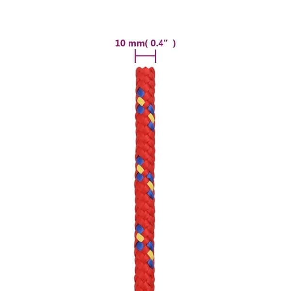 vidaXL Båttau rød 10 mm 25 m polypropylen