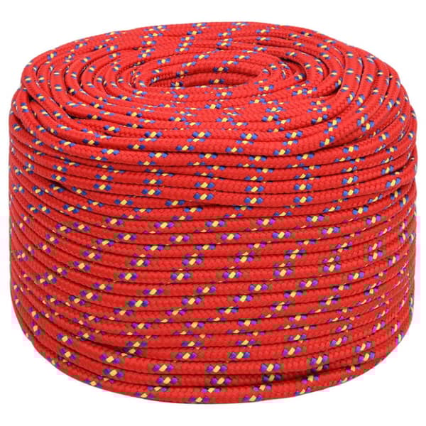 vidaXL Båttau rød 10 mm 25 m polypropylen