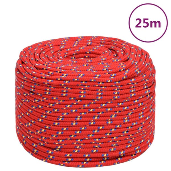 vidaXL Båttau rød 10 mm 25 m polypropylen
