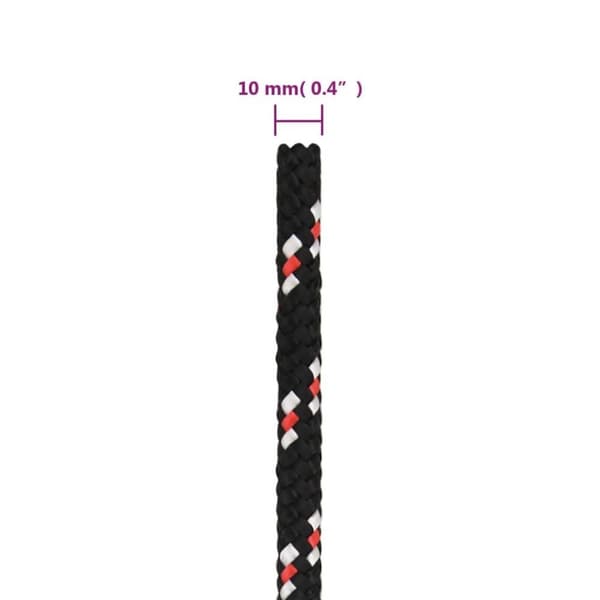 vidaXL Båttau svart 10 mm 500 m polypropylen