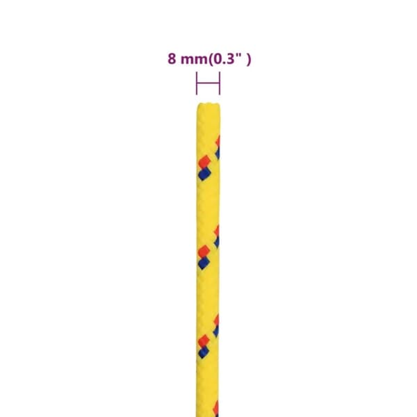 vidaXL Båttau gul 8 mm 50 m polypropylen
