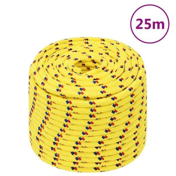 vidaXL Båttau gul 12 mm 25 m polypropylen