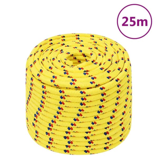 vidaXL Båttau gul 14 mm 25 m polypropylen