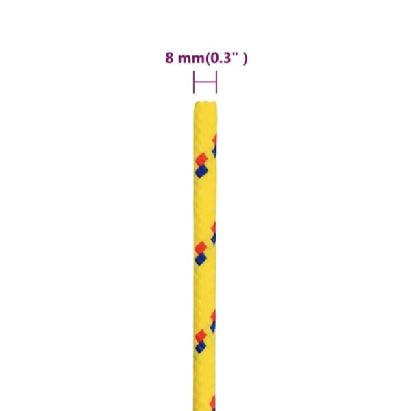 vidaXL Båttau gul 8 mm 100 m polypropylen