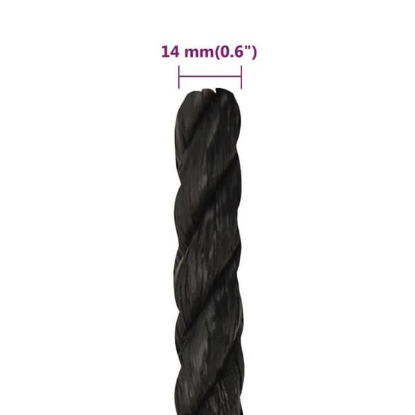 vidaXL Rep svart 14 mm 250 m polypropen