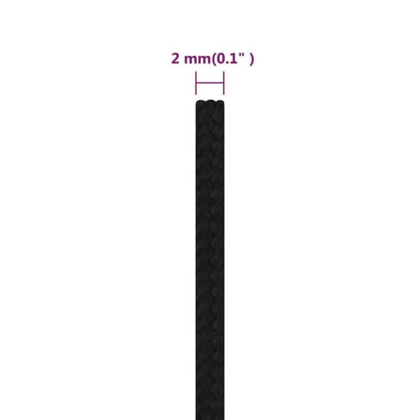 vidaXL arbejdsreb 2 mm 250 m polyester sort