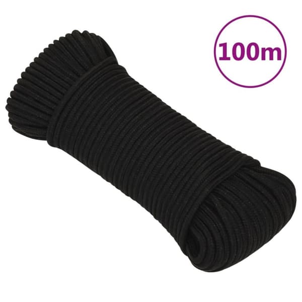 vidaXL arbejdsreb 4 mm 100 m polyester sort