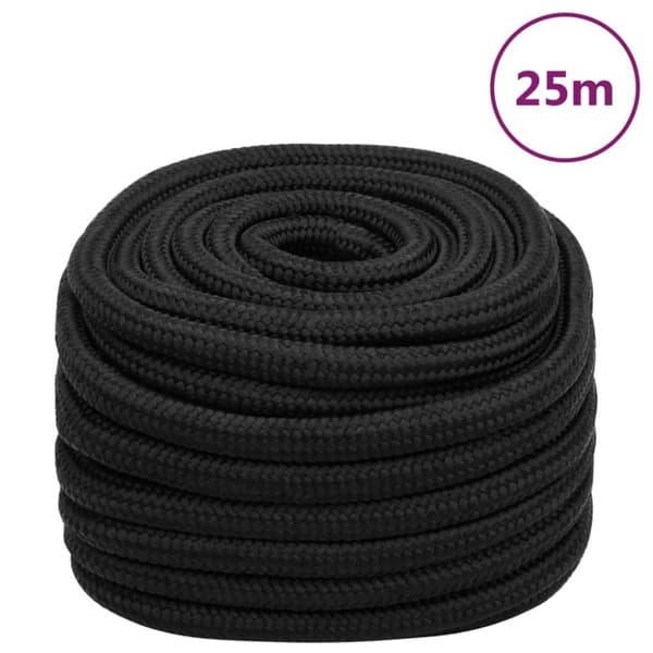 vidaXL tovværk til båd 20 mm 25 m polypropylen sort