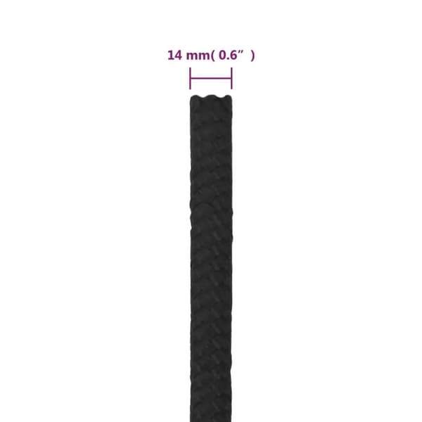 vidaXL tovværk til båd 14 mm 50 m polypropylen sort
