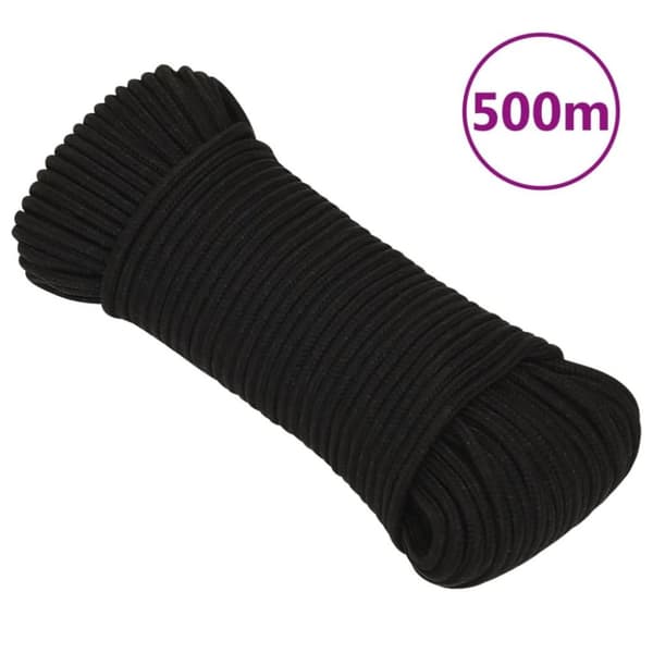 vidaXL arbejdsreb 5 mm 500 m polyester sort