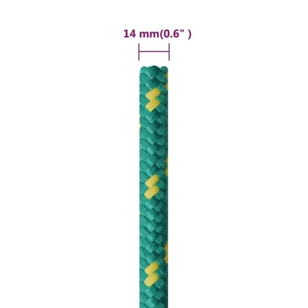vidaXL tovværk til båd 14 mm 50 m polypropylen grøn