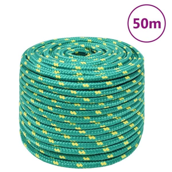 vidaXL tovværk til båd 14 mm 50 m polypropylen grøn