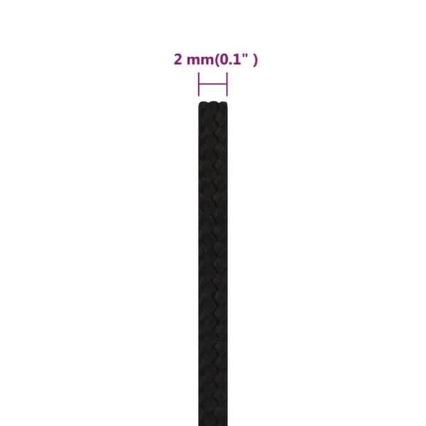 vidaXL arbejdsreb 2 mm 50 m polyester sort