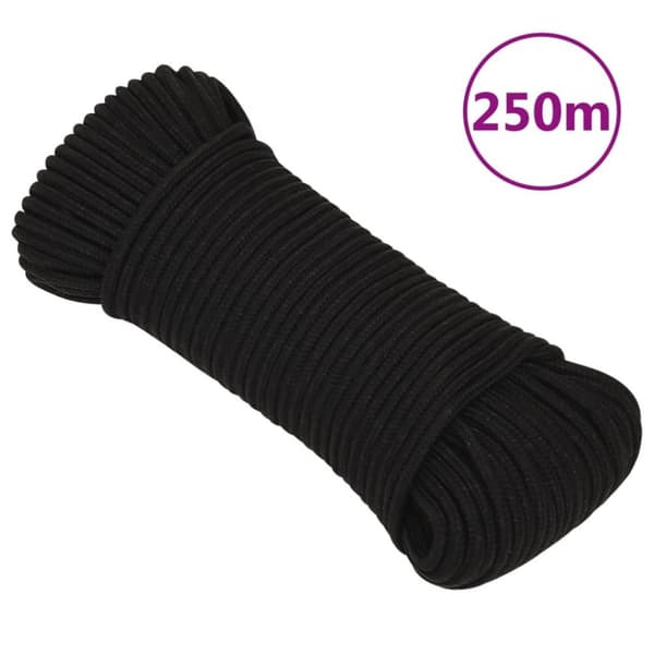 vidaXL arbejdsreb 4 mm 250 m polyester sort