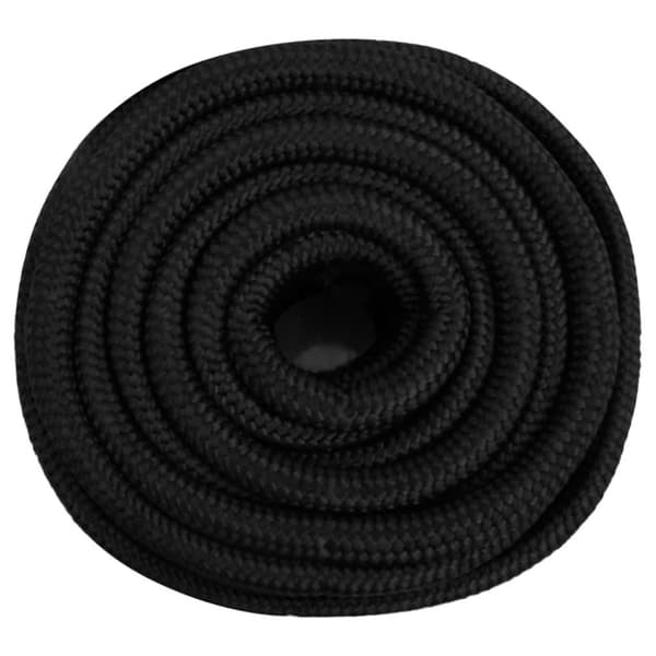 vidaXL Veneköysi täysmusta 20 mm 50 m polypropeeni