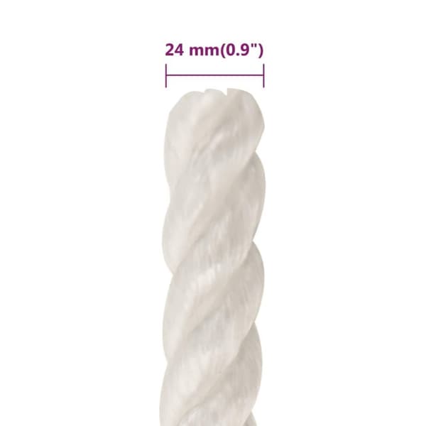 vidaXL arbejdsreb 24 mm 100 m polypropylen hvid