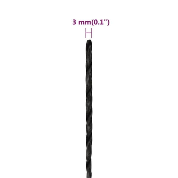 vidaXL arbejdsreb 3 mm 250 m polypropylen sort
