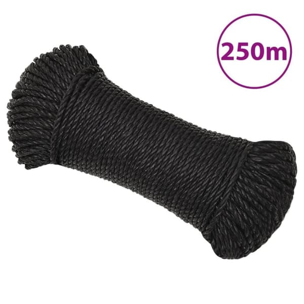 vidaXL arbejdsreb 3 mm 250 m polypropylen sort