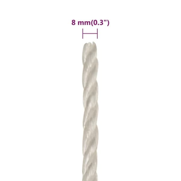 vidaXL arbejdsreb 8 mm 25 m polypropylen hvid