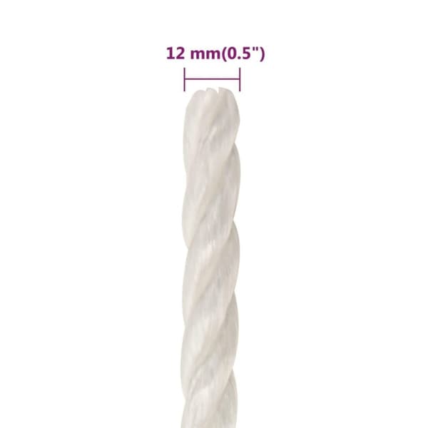 vidaXL arbejdsreb 12 mm 100 m polypropylen hvid