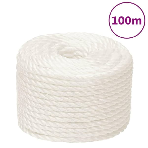 vidaXL arbejdsreb 12 mm 100 m polypropylen hvid