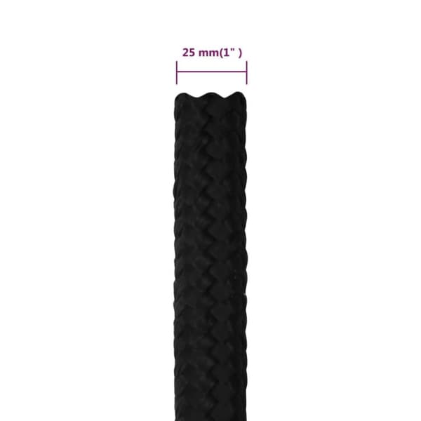 vidaXL arbejdsreb 25 mm 25 m polyester sort